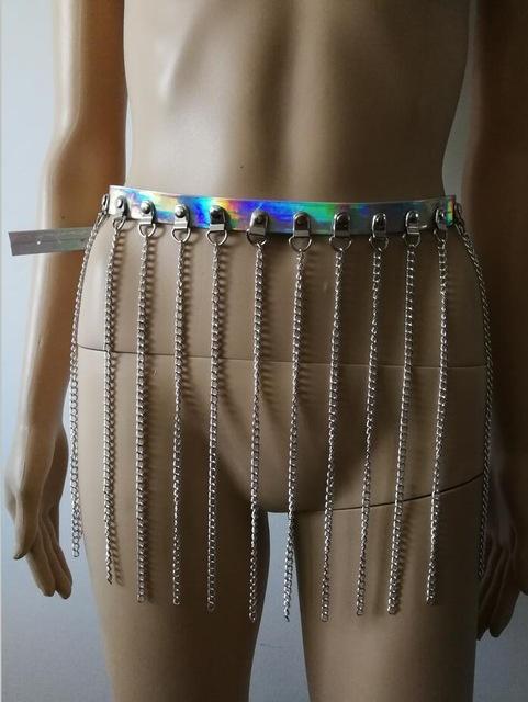 New Fashion Style WRB1001 Women Leather Harness Bondage Beach Leather Waist Belly Silver Chains Belly Leather Jewelry