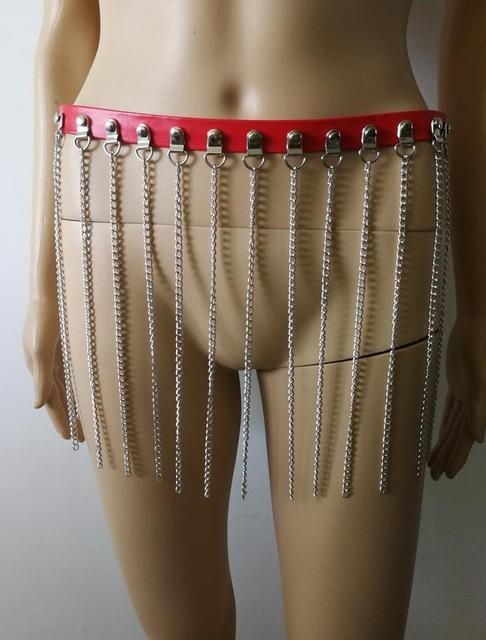New Fashion Style WRB1001 Women Leather Harness Bondage Beach Leather Waist Belly Silver Chains Belly Leather Jewelry