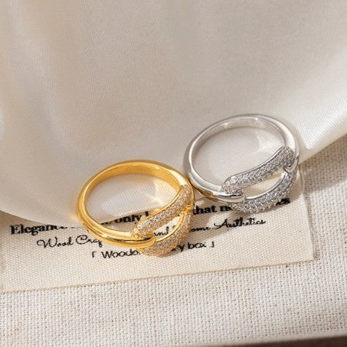 Silver S925 Personality Affordable Luxury Geometric Copper Inlaid Zircon Ring
