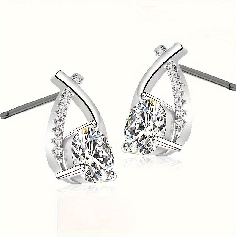 CT Mozambique Diamond Solid Silver 18K White Gold Plated Minimalist Beauty Tail Earrings