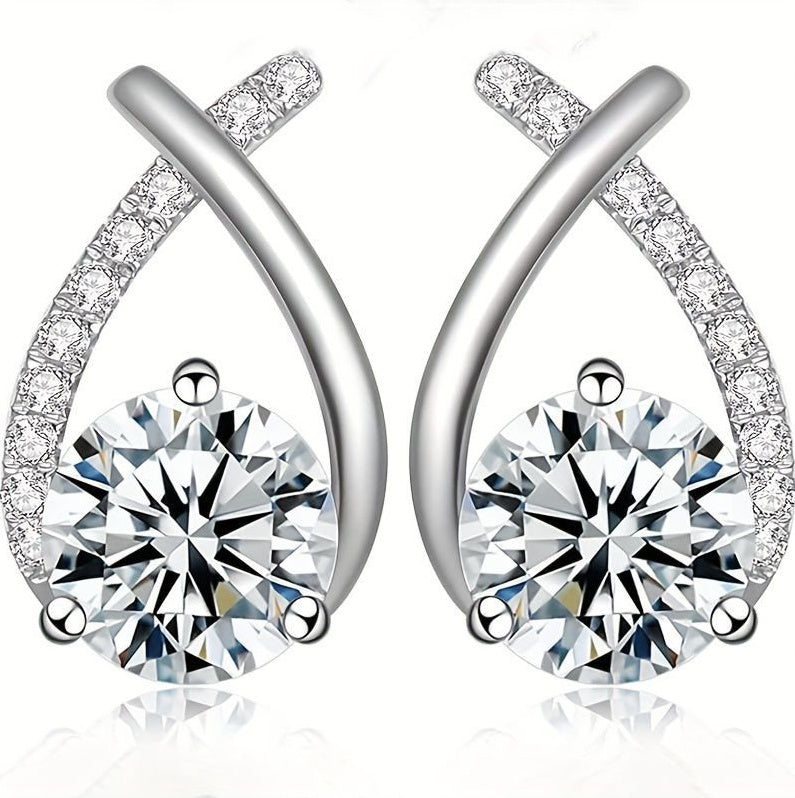 CT Mozambique Diamond Solid Silver 18K White Gold Plated Minimalist Beauty Tail Earrings